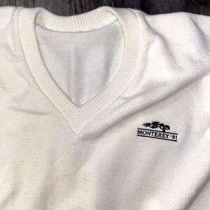 Vintage sweater Monterey ‘91 cream/ white v neck
